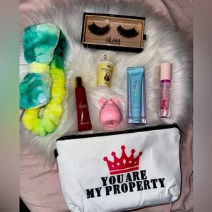 Makeup Bag with cosmetics inside.